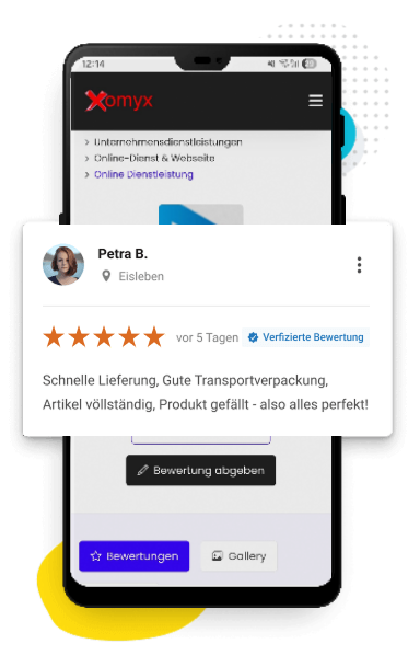 Example product rating on a smartphone